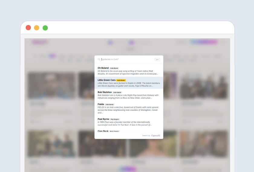 Screenshot of general search