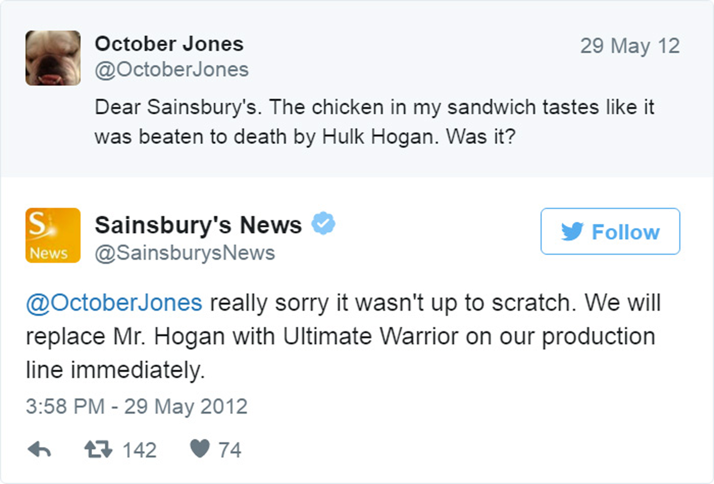 An example of customer interaction on Twitter