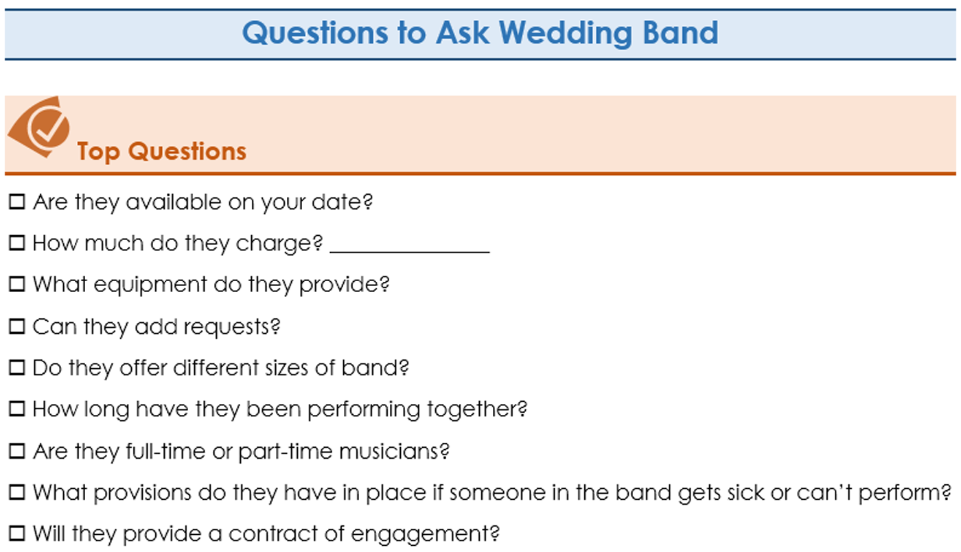 Questions to ask a wedding band